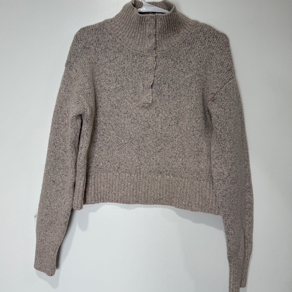 Mi Ami for Francesca's Knit ‎ Snap Button Collar Pullover Gray Sweater Small